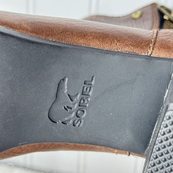 Sorel Sz 10 Womens Danica Boot Waterproof Brown Leather Block Heel Lug Bootie - Picture 11 of 14